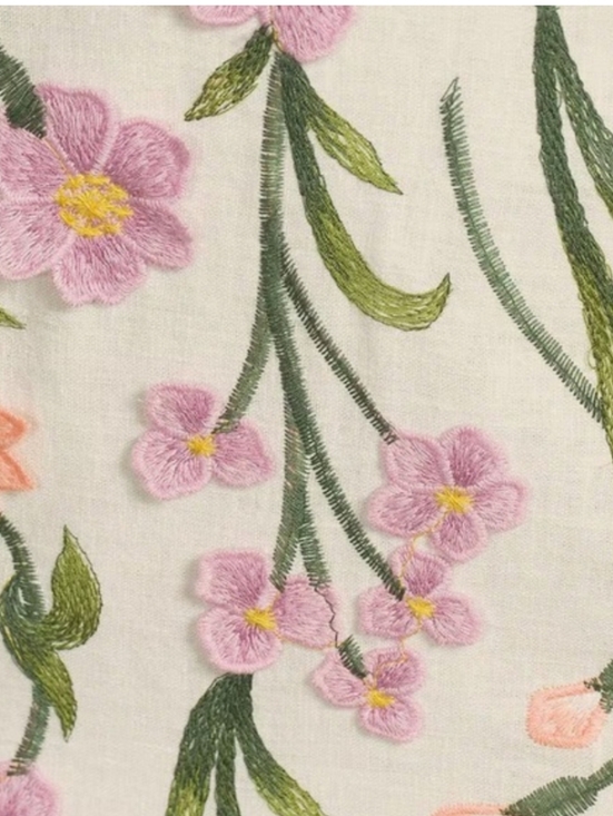 NWT Antonio Melani Halo Floral Embroidered Linen Midi Dress Ivory sz 4 $ 10 - Picture 5 of 12